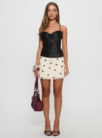 Women's Sizzling Tie Detail Satin Top Black