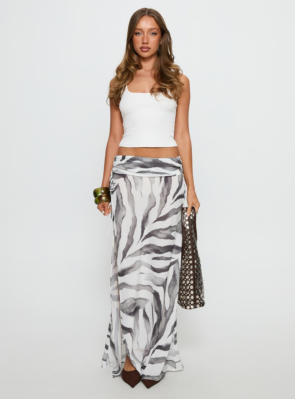 Women's Kiden Split Maxi Skirt Zebra