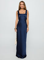 Women's Dasha Satin Maxi Dress Navy — Dress