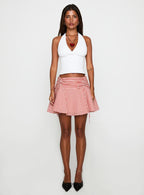 Women's Sweet Verona Ruched Mini Skirt Red Check