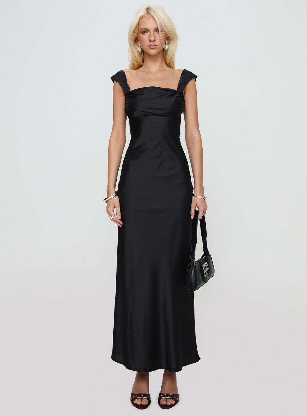 Women's Azura Off The Shoulder Maxi Dress Black — Dress