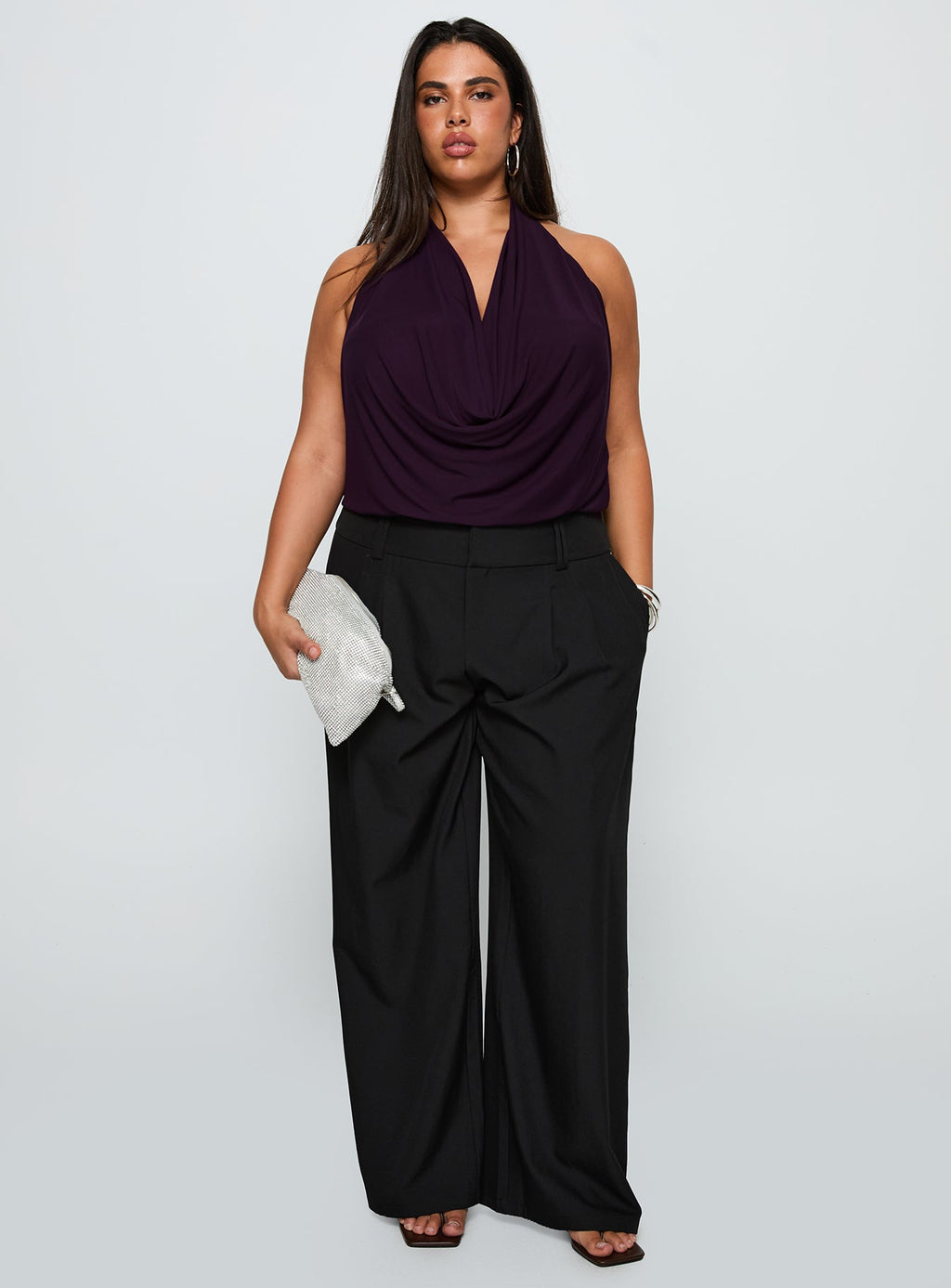 Women's Carefree Days Cowl Neck Top Purple Curve
