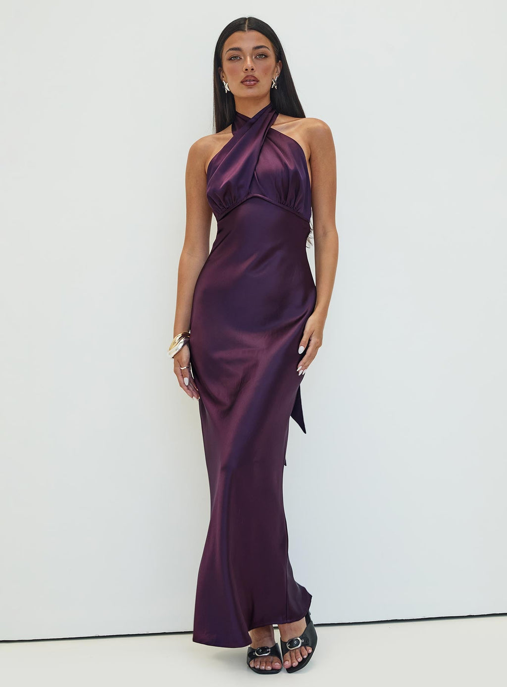 Women's Rosaminta Halter Maxi Dress Plum Petite — Dress