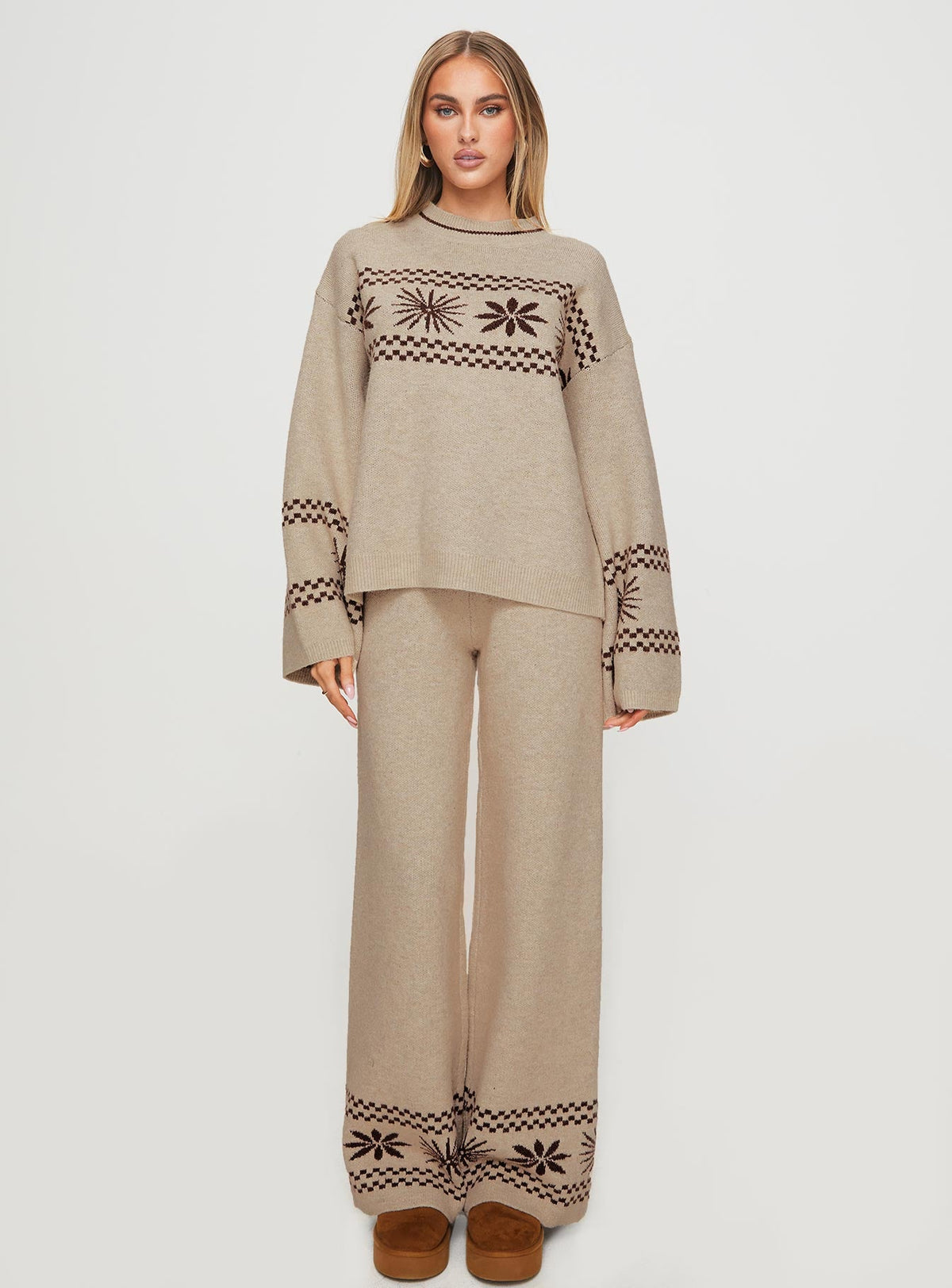 Women's Anok Graphic Sweater Cream / Brown