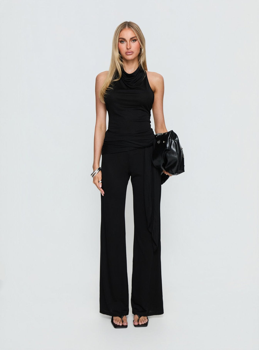 Women's Katiana Wrap Jersey Pants Black