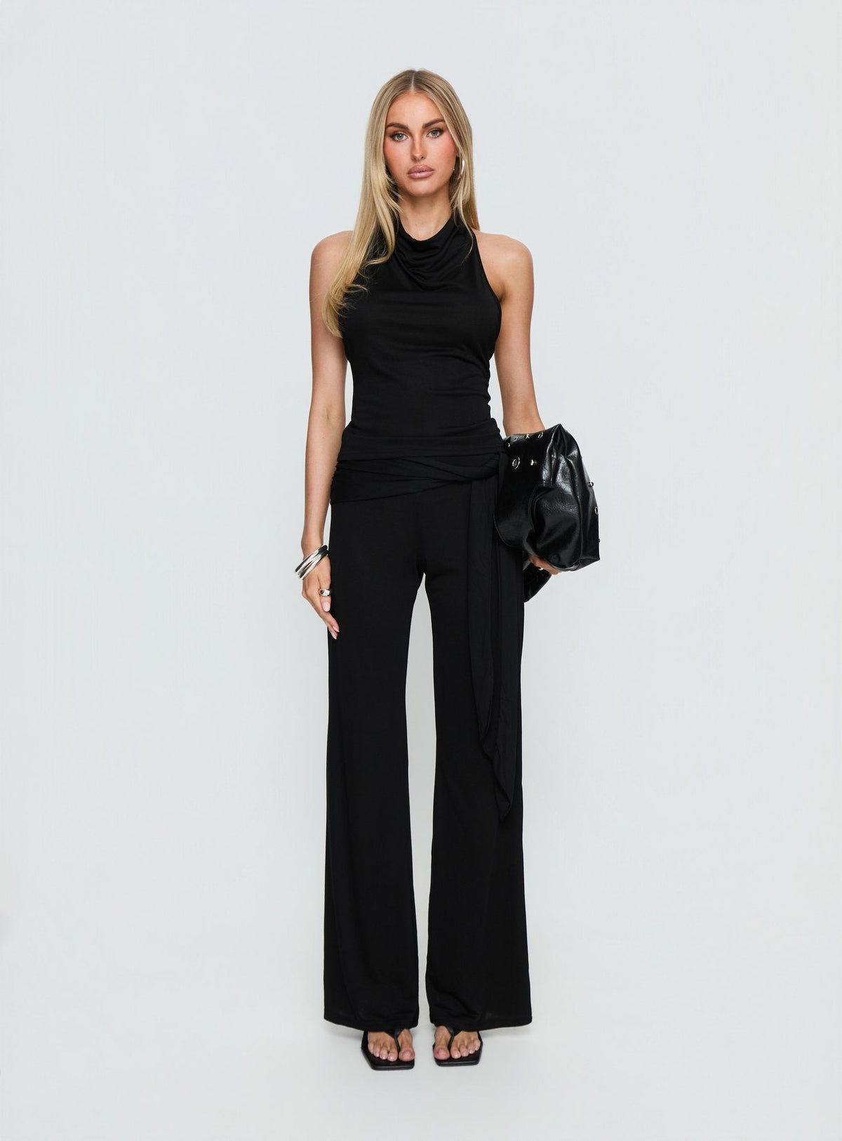 Women's Katiana Wrap Jersey Pants Black