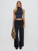 Women's Serenitia Mid Rise Straight Leg Jeans Washed Black Tall