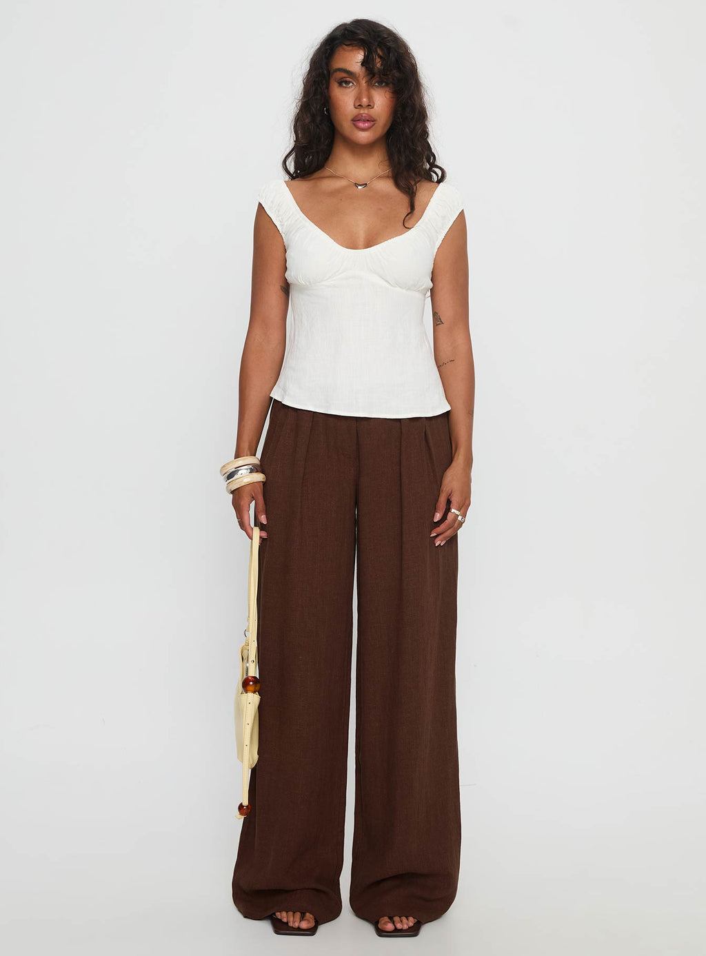 Women's Vianca Low Rise Linen Pant Chocolate