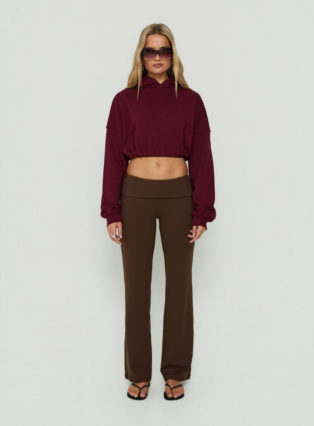 Women's Daily Define Foldover Waist Pants Brown