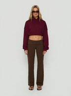 Women's Daily Define Foldover Waist Pants Brown