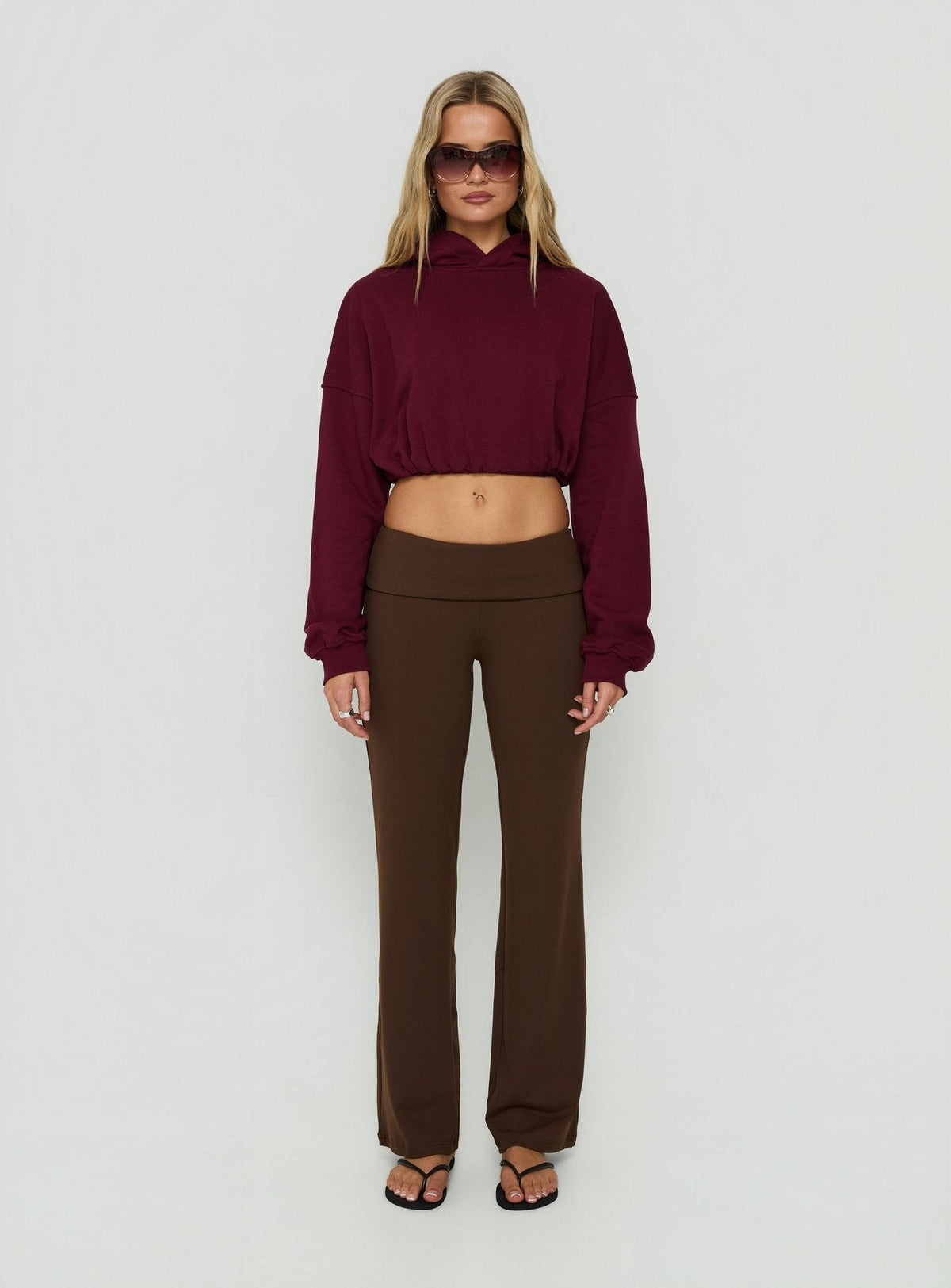 Women's Daily Define Foldover Waist Pants Brown