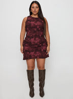 Women's Vivre Mini Dress Burgundy Paisley Curve — Dress