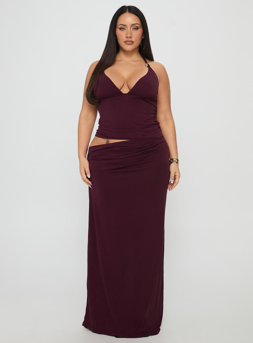 Women's Imeraldia Hardware Halter Maxi Dress Currant Curve — Dress