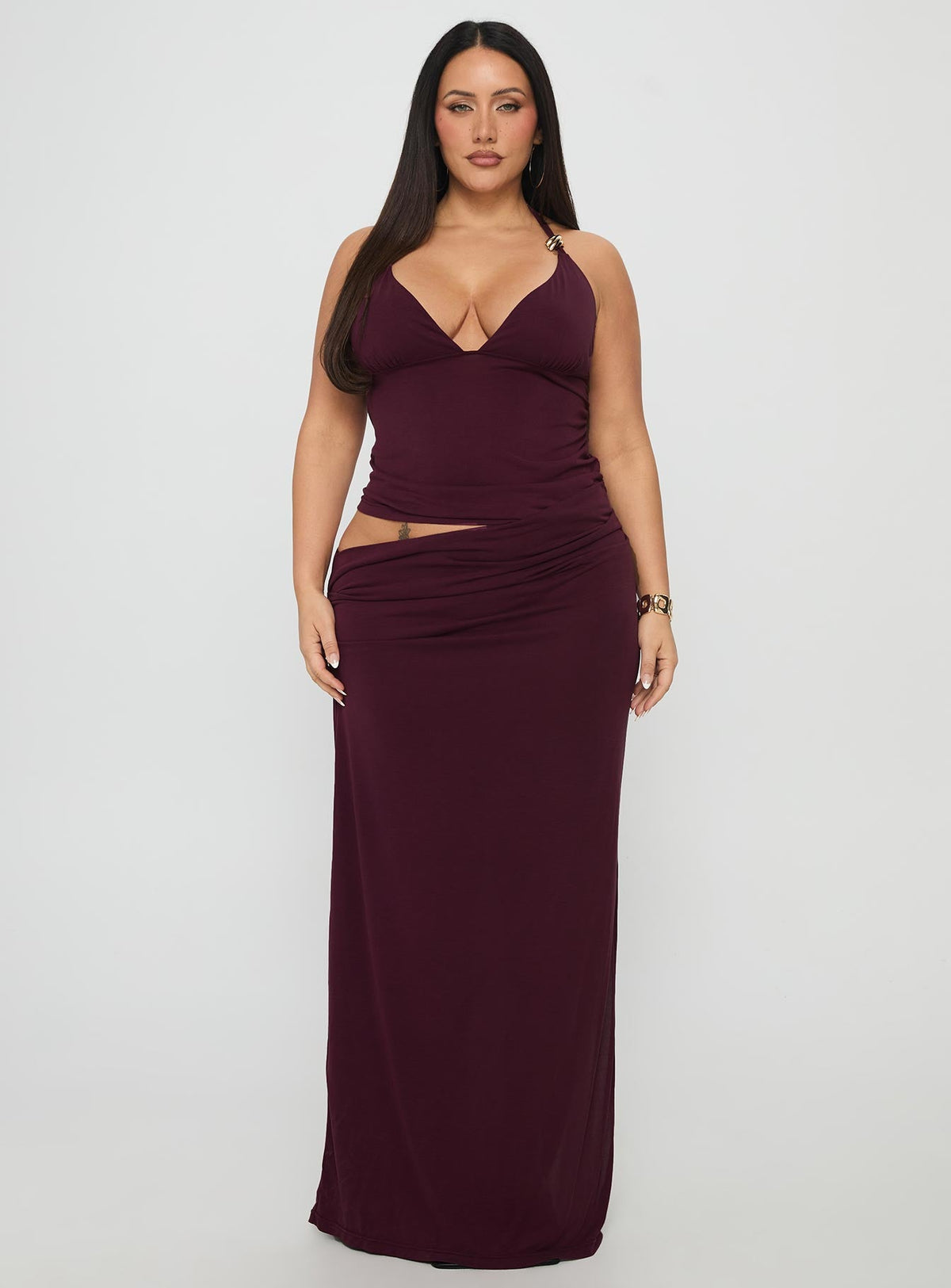 Women's Imeraldia Hardware Halter Maxi Dress Currant Curve — Dress