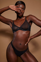 Women's Soft Mesh Single Layer Underwired Bra in Black — Intimates