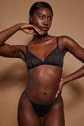 Women's Soft Mesh String Bikini in Black — Swimwear