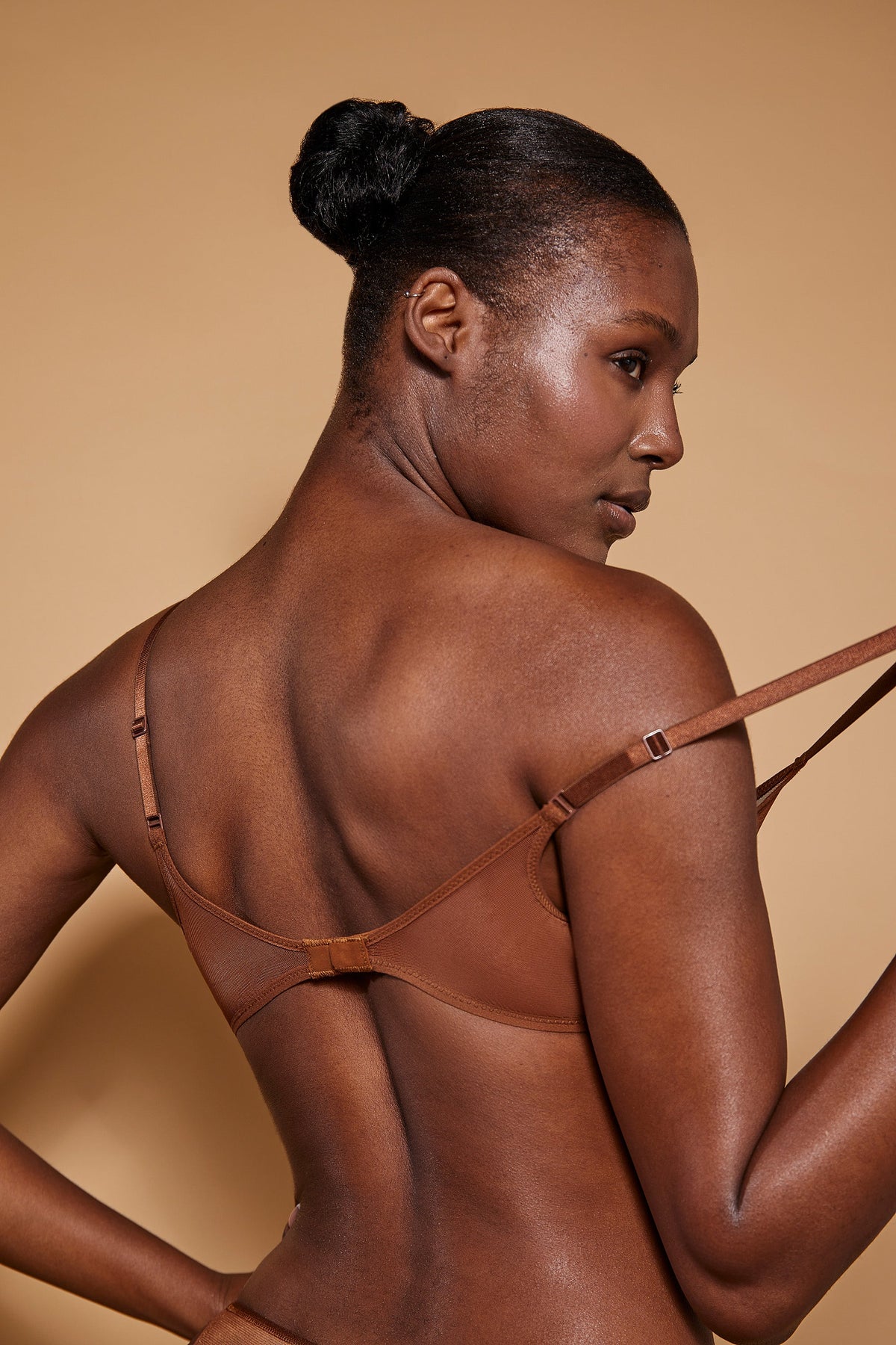 Women's Soft Mesh Single Layer Triangle Bra in Chestnut — Intimates