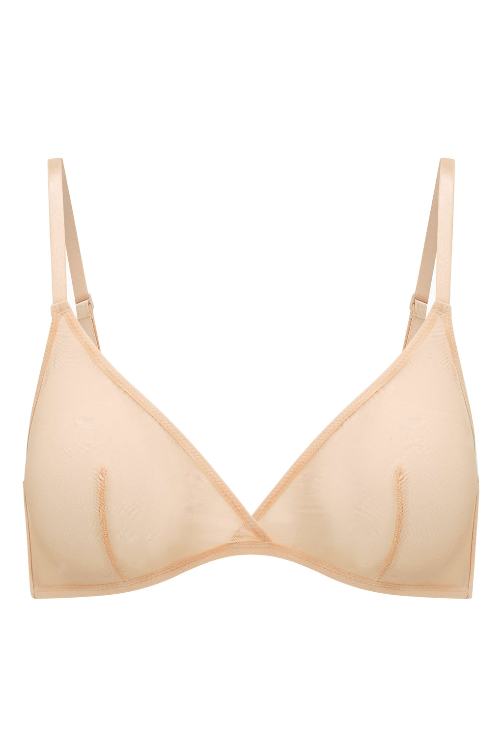 Women's Soft Mesh Single Layer Triangle Bra in Beige — Intimates