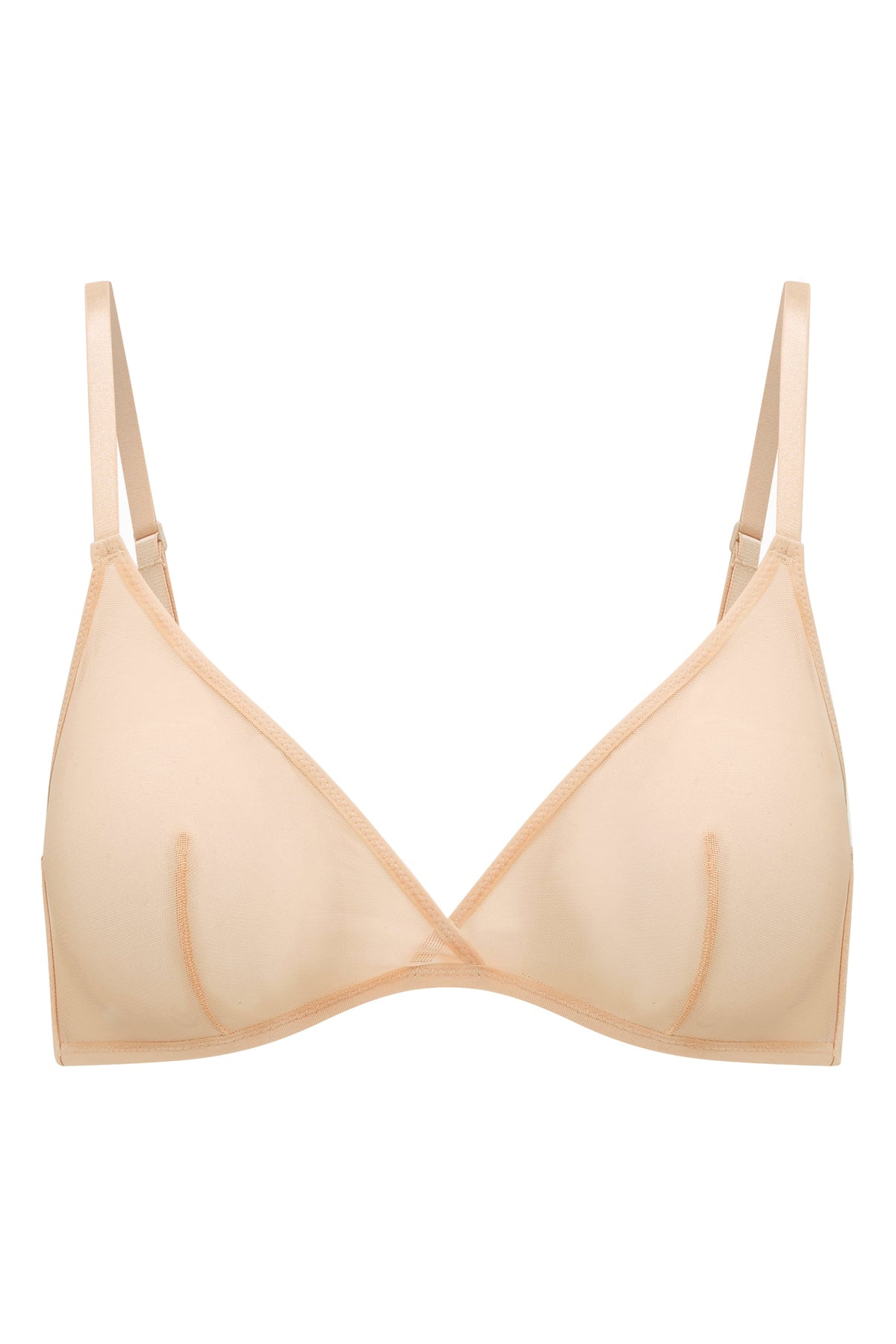 Women's Soft Mesh Single Layer Triangle Bra in Beige — Intimates