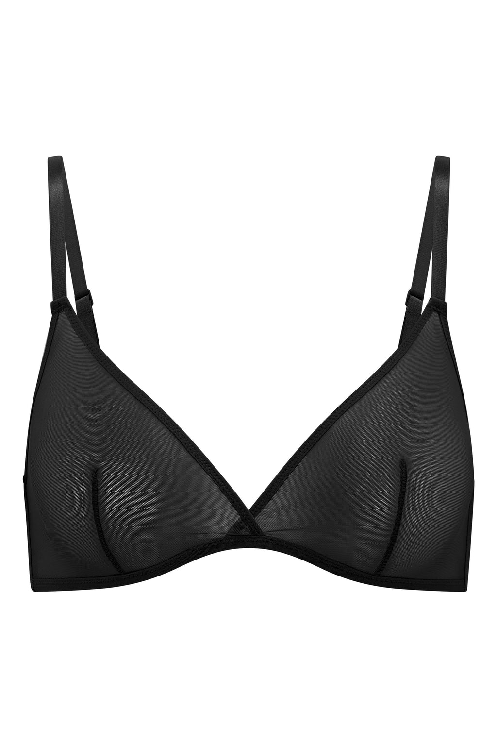 Women's Soft Mesh Single Layer Triangle Bra in Black — Intimates