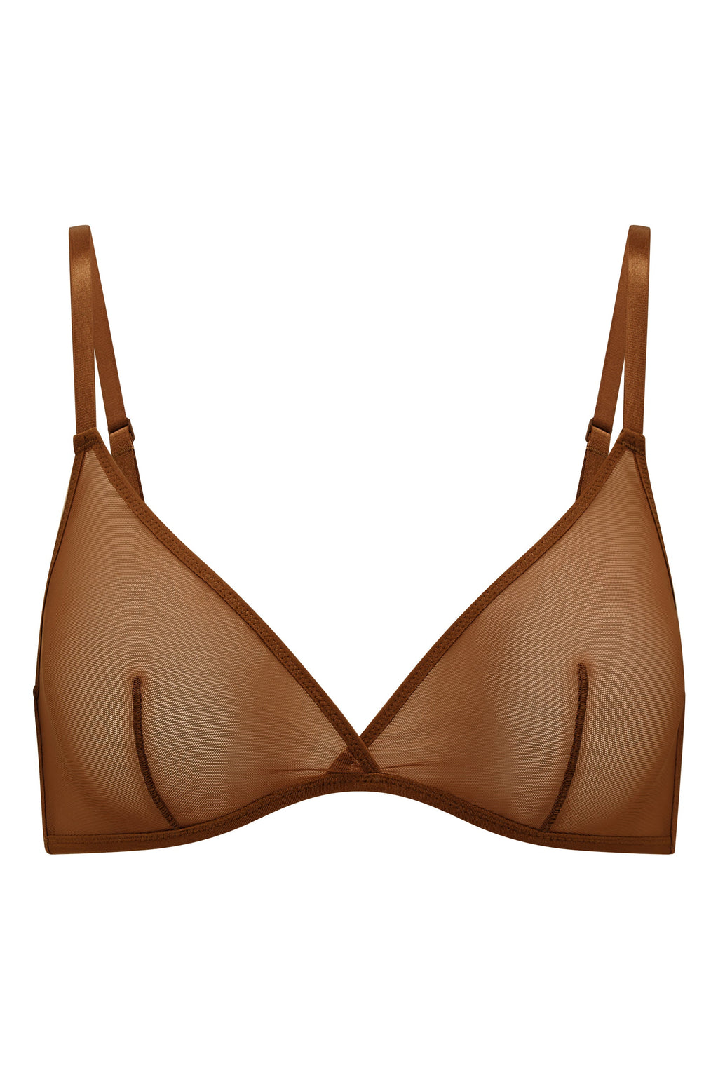 Women's Soft Mesh Single Layer Triangle Bra in Chestnut — Intimates