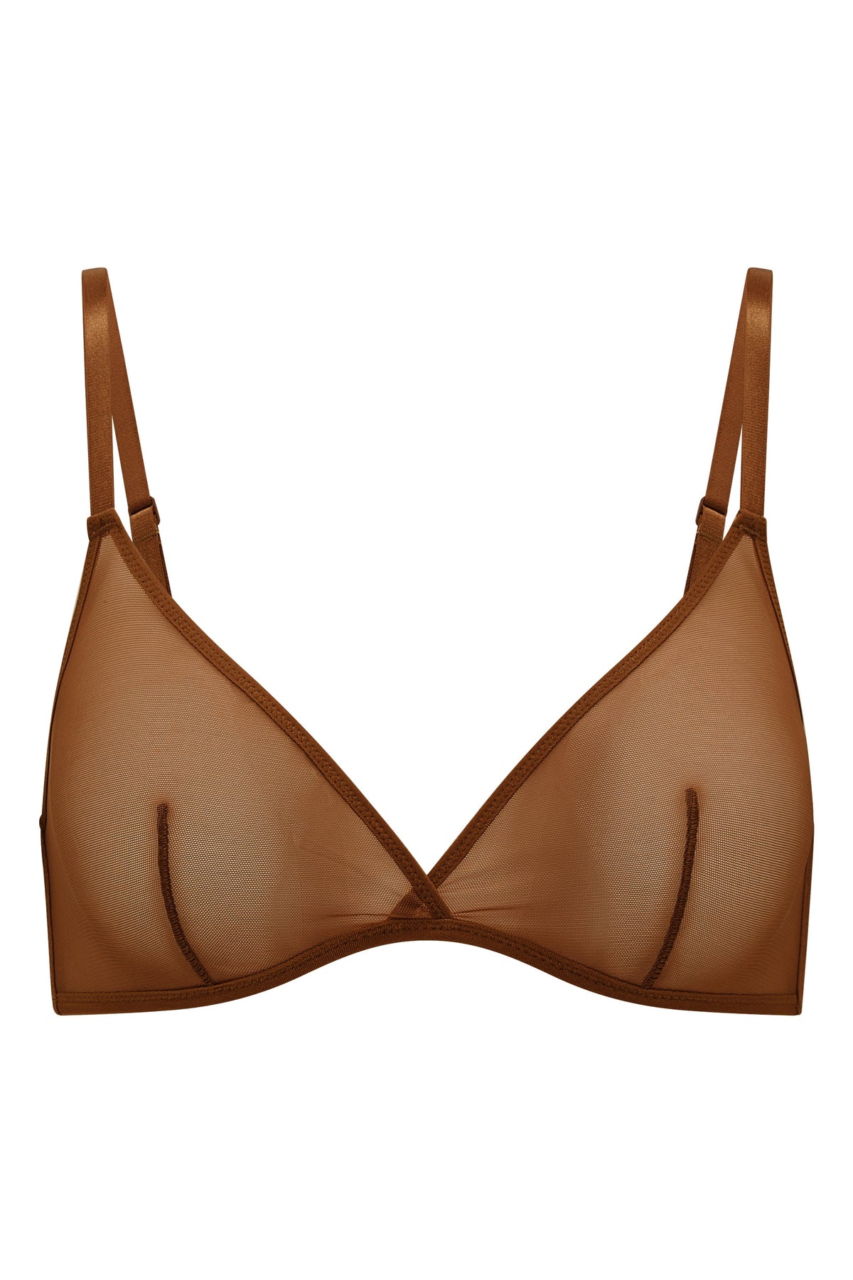 Women's Soft Mesh Single Layer Triangle Bra in Chestnut — Intimates