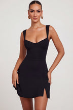 Women's Sweetheart Neckline Mini Dress in Black — Dress