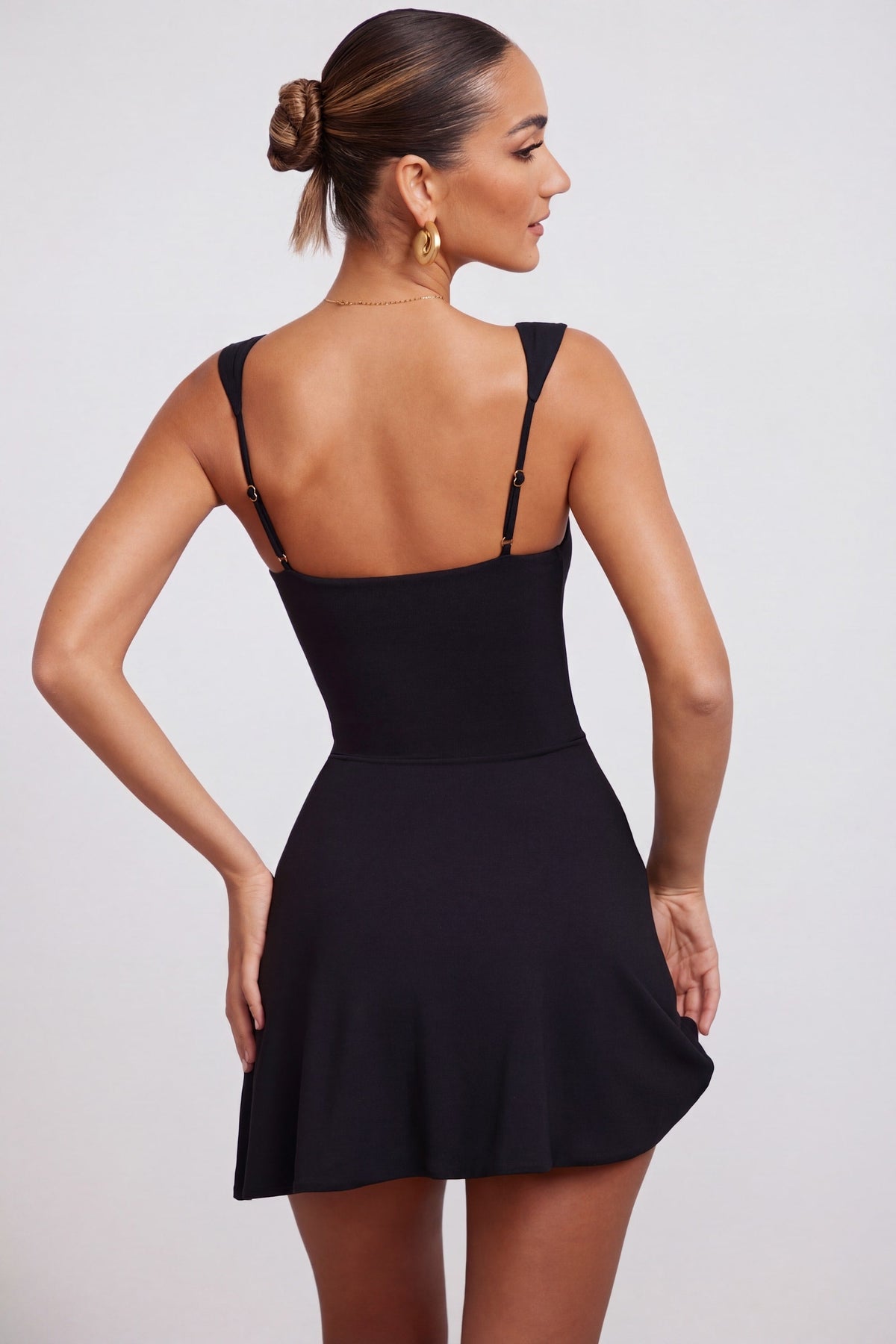 Women's Sweetheart Neckline Mini Dress in Black — Dress