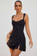 Women's Sweetheart Neckline Mini Dress in Black — Dress