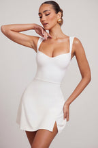 Women's Sweetheart Neckline Mini Dress in White — Dress