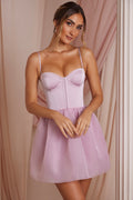 Women's Tulle Skirt Corset Mini Dress in Dusty Pink — Dress