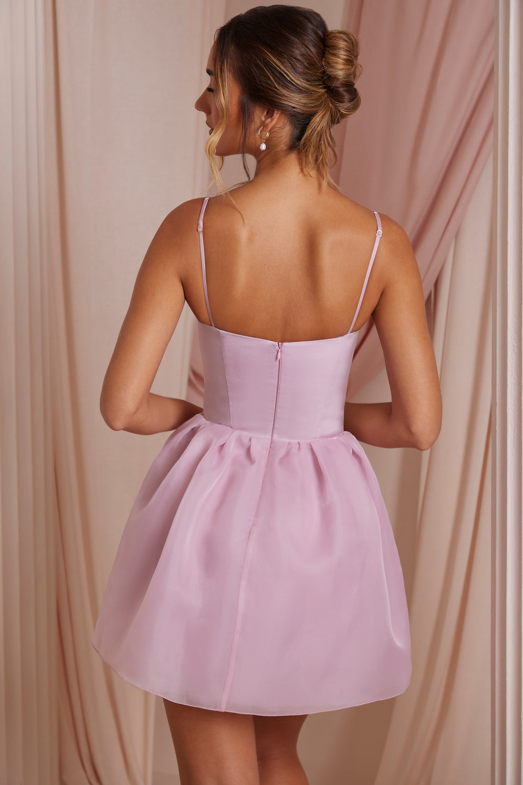 Women's Tulle Skirt Corset Mini Dress in Dusty Pink — Dress