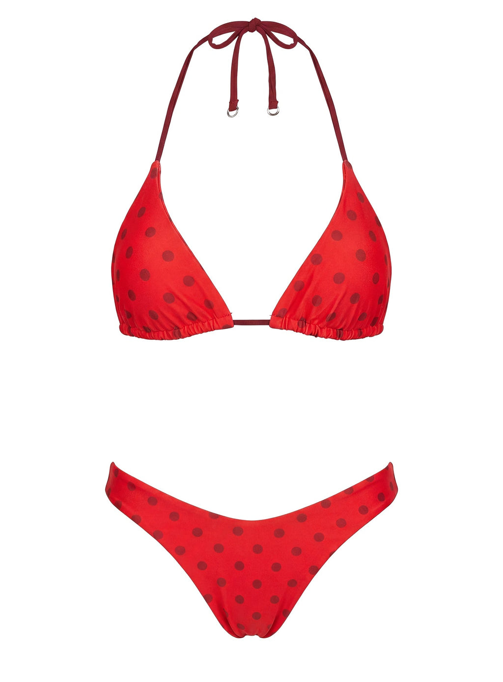 Women's Jenner Reversible Triangle Bikini Top Red Polka — Swimwear