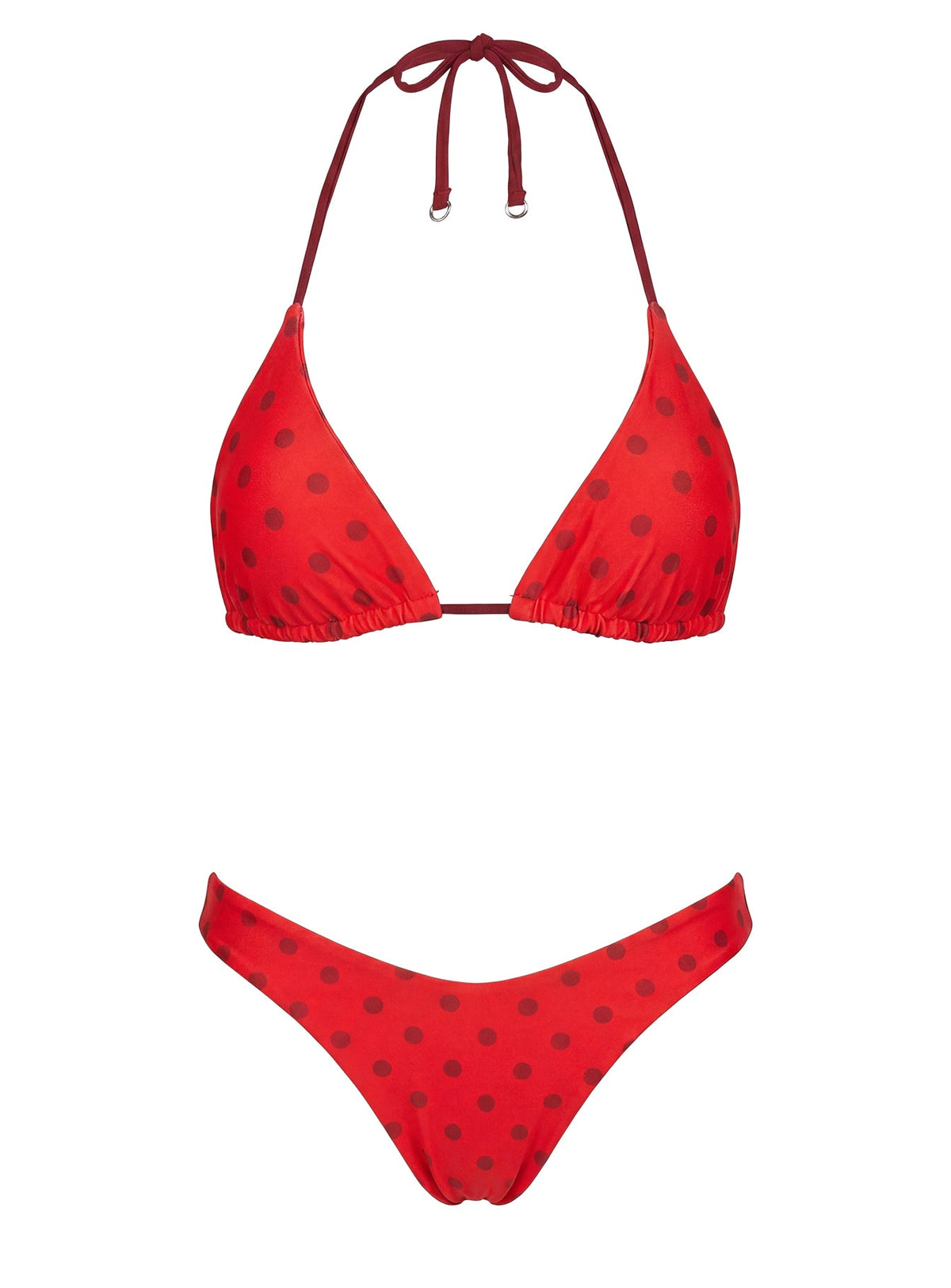 Women's Jenner Reversible Triangle Bikini Top Red Polka — Swimwear