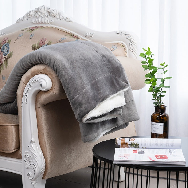 Double-Layer Sherpa Throw Blanket