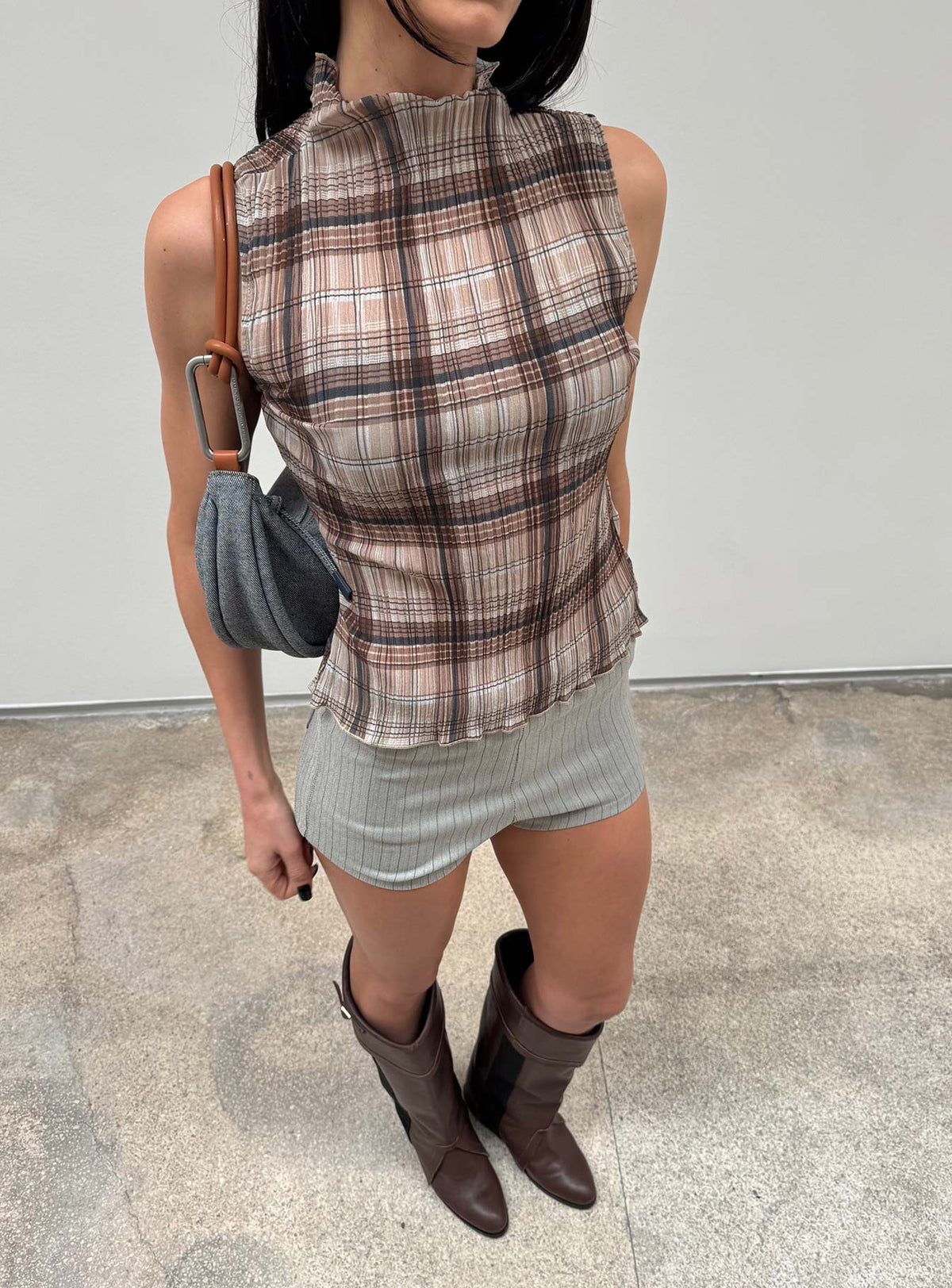 Women's Ford Top Tan Plaid