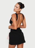 Women's Sunswept Open Back Mini Dress Black — Dress