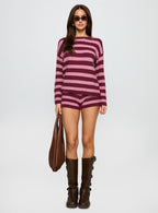 Women's Whole New World Knit Set Pink Stripe