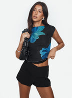 Women's Nova Top Blue Floral