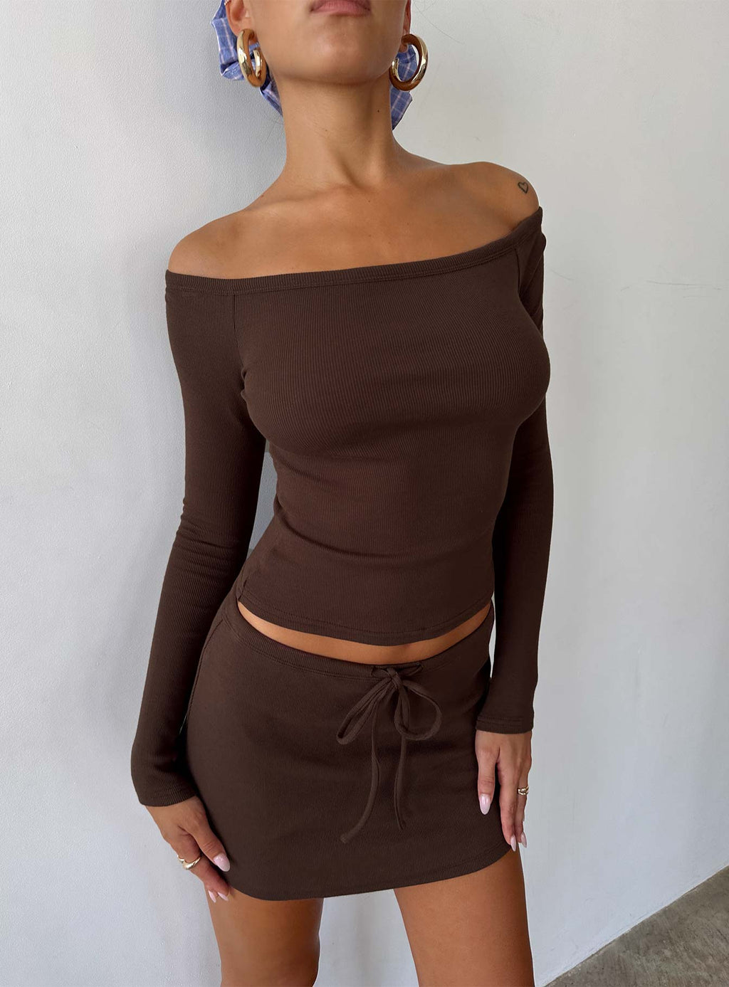 Women's Baseline Rib Skort Brown — Skirt
