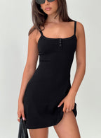 Women's Baseline Rib Mini Dress Black — Dress