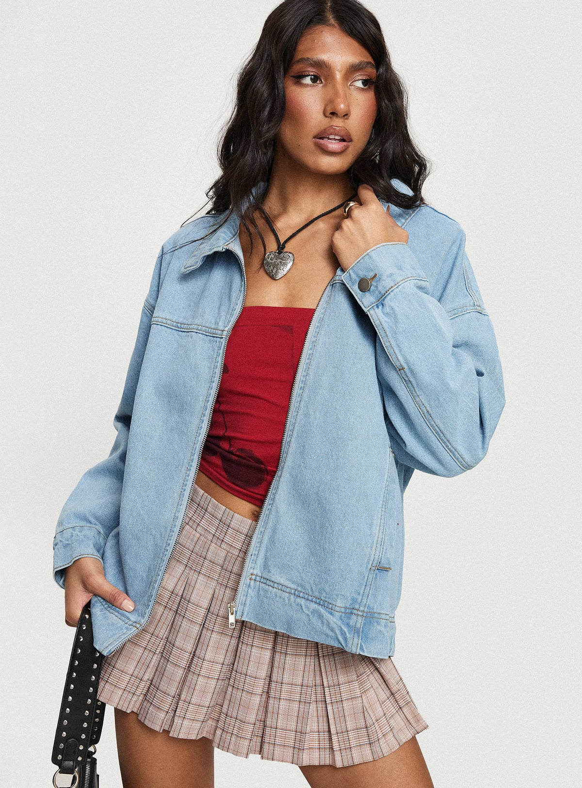 Women's Goldsmith Denim Bomber Jacket Light Wash