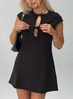 Women's Adeleine Bow Mini Dress Black — Dress