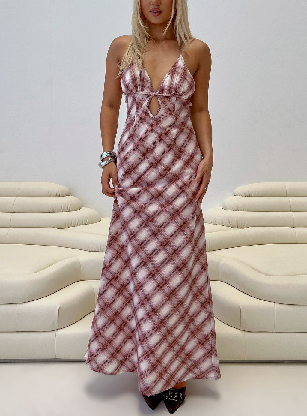 Women's Momentous Backless Halter Maxi Dress Multi — Dress