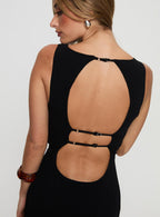 Women's Ace Of Hearts Backless Maxi Dress Black — Dress