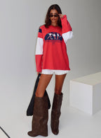 Women's MLS 96 Retro Oversized Long Sleeve Top Red