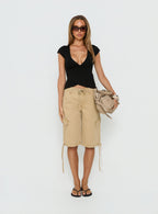 Women's Apres Tie Waist Jorts Stone — Shorts