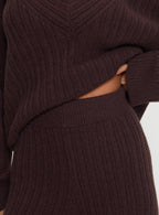 Women's Pillows Knit Set Brown