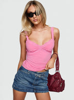 Women's Know Better Lace Trim Top Pink