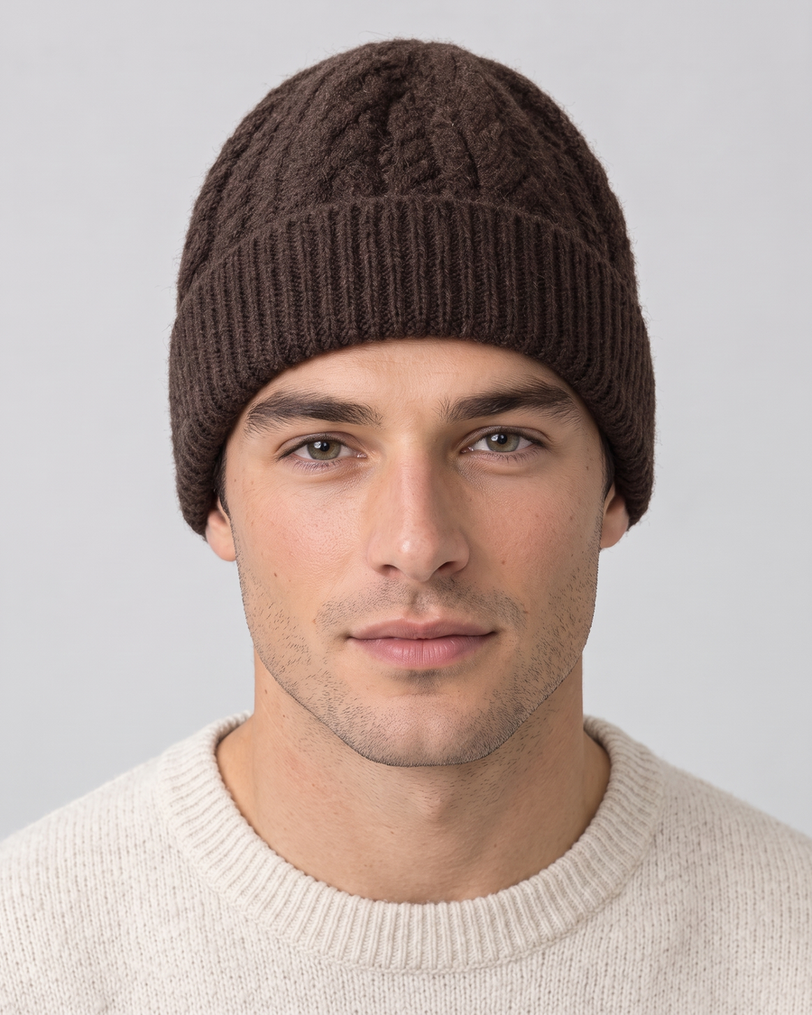 Men's Thick-Knit Cashmere Beanie — hero [WB final 4:5 26]